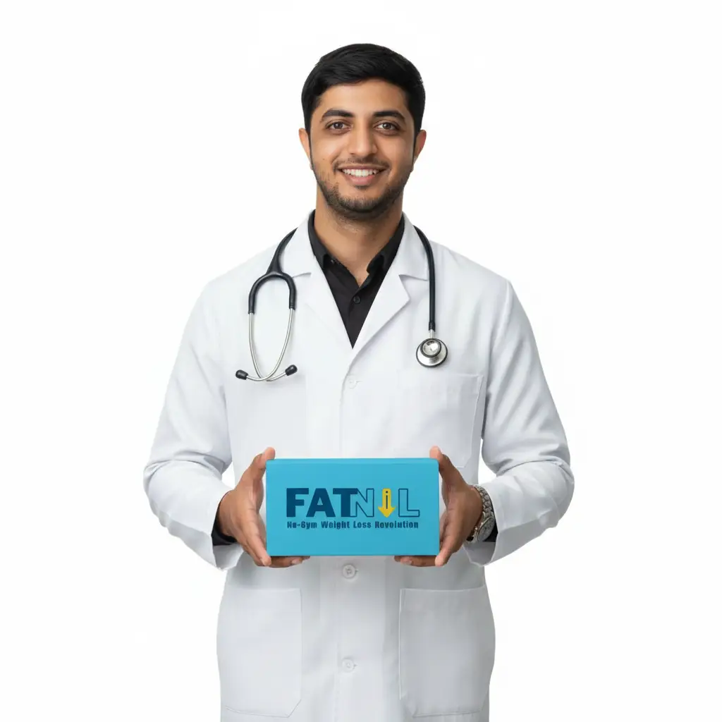 Fat loss and fitness improvement visual holding fatnil package